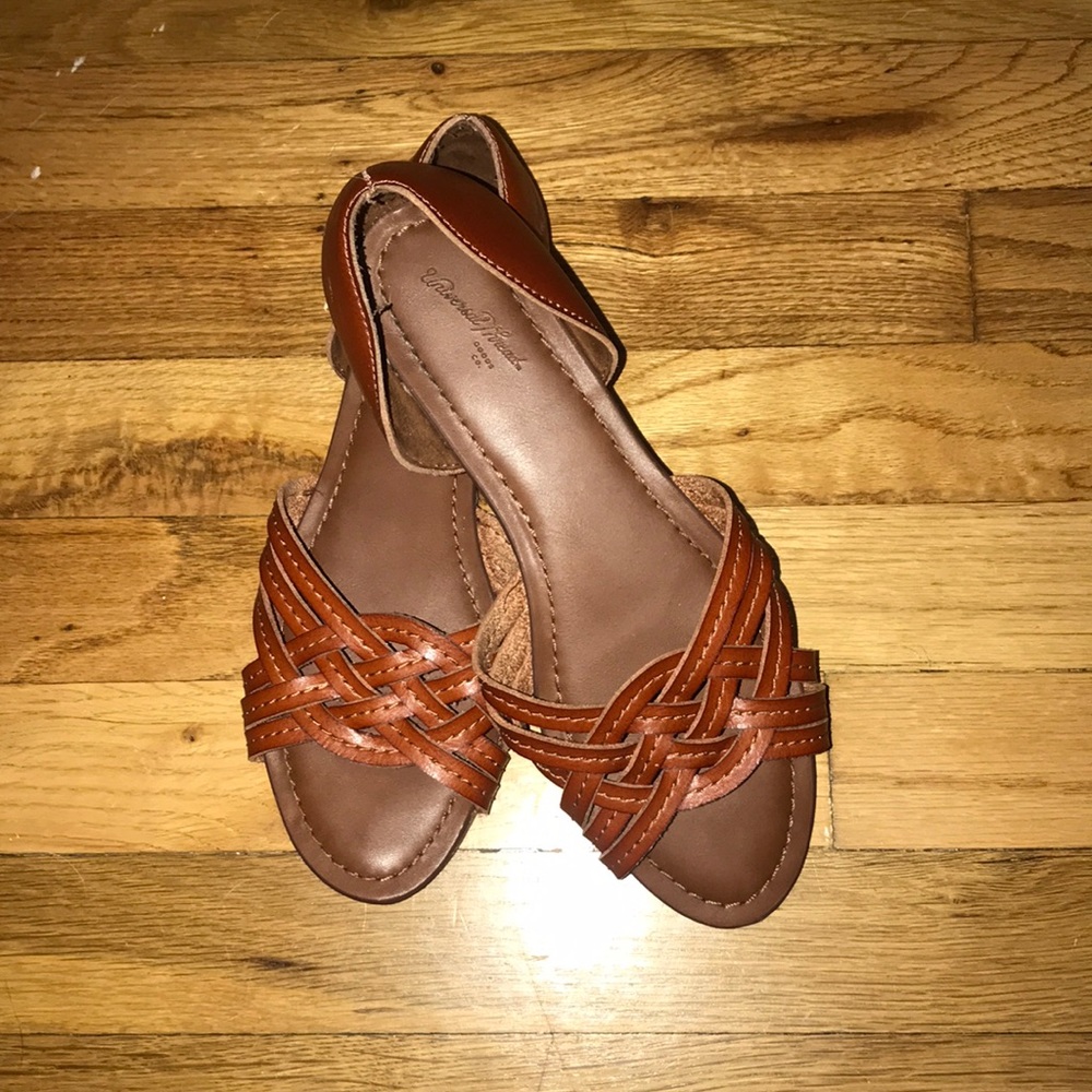 Brown leather flats